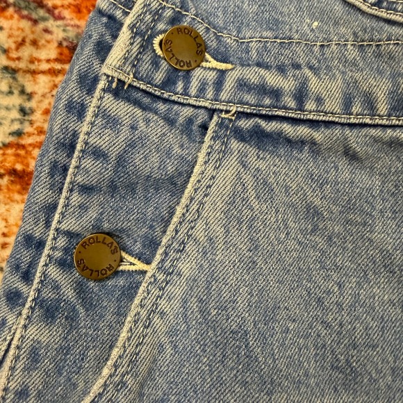 ROLLAS Womens Denim Shortall Overalls Light Wash Distressed Frayed Hem Size 26 - Picture 2 of 7
